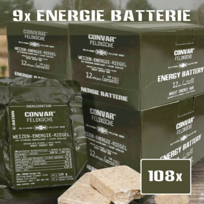 (19,29 /kg) Convar Feldküche Weizen-Energie-Riegel Salty 108 x 120g Compact Food