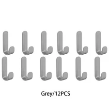 USA12pcs/set J-shaped Self Adhesive Hooks Plastic Door Wall Hangers Strong Hook