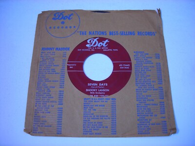 w SLEEVE Snooky Lanson Seven Days / Tippity Top 1956 45rpm VG++