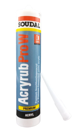 Soudal Acryrub Pro W, Premium Anschlussfugenacryl, 310 ml, Acryldichtstoff,Weiß