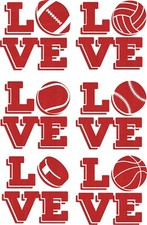 LOVE Sports Die-Cut Permanent Vinyl Decal in Choice of Sport and Color