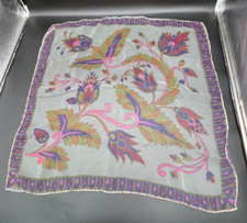 Vintage Square Scarf 25" Flower Motif Multicolor