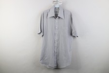 Vintage 70s Streetwear Mens 16 Dagger Collar Short Sleeve Button Shirt Gray USA