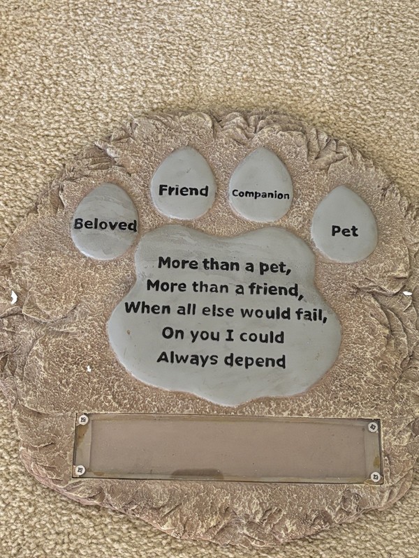 Dog Memorial Stone - Paw Print Pet Memorial Features a Photo Frame Pet Loss Gift