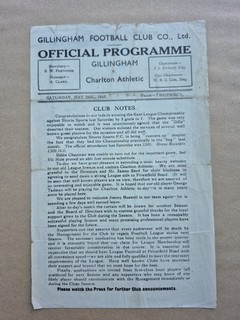 1944 45 Gillingham v Charlton Athletic Friendly Match 26th May 1945.