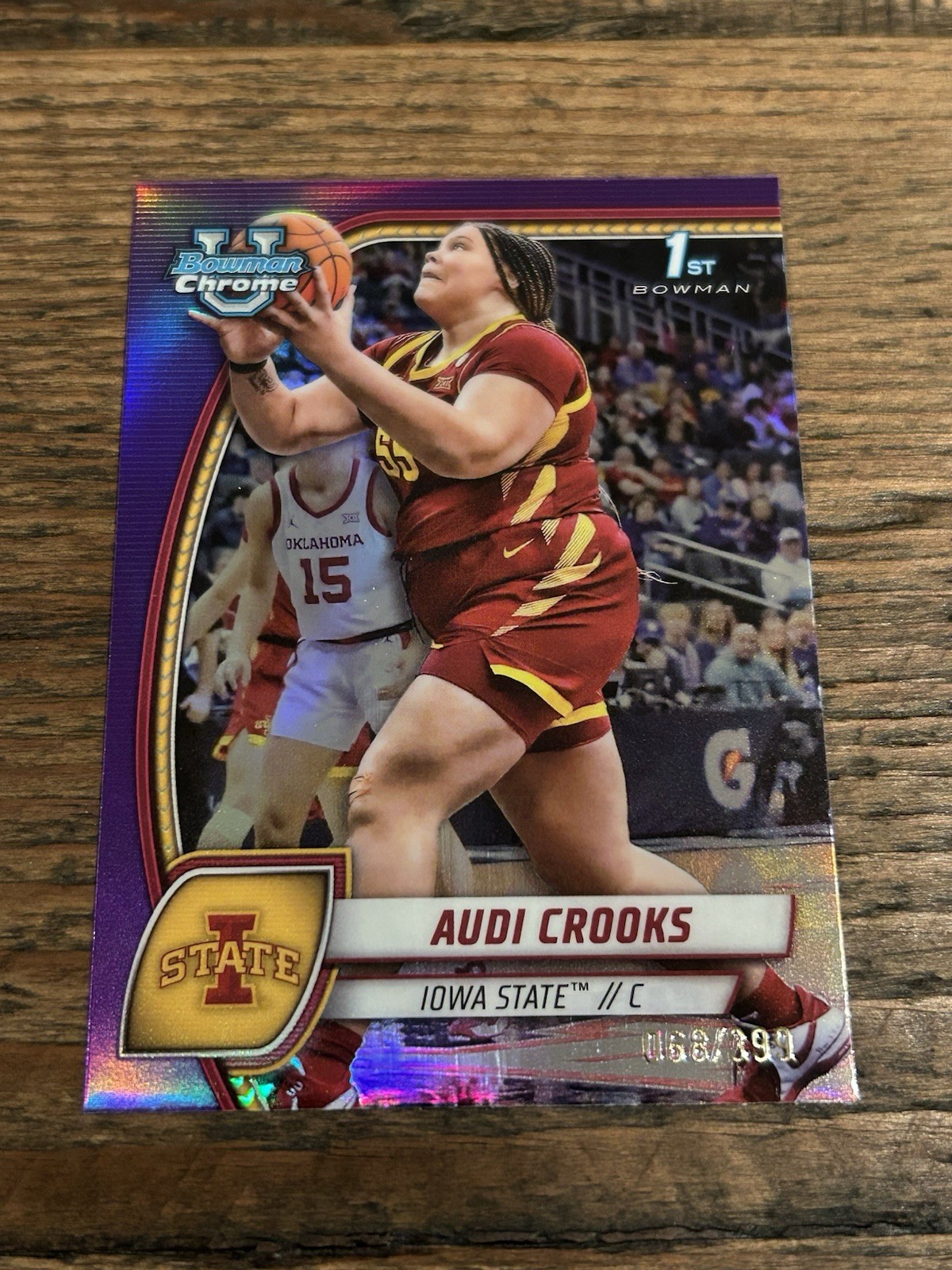 2024-25 Bowman Chrome U Audi Crooks #9 1st Purple Refractor /399 Iowa State 