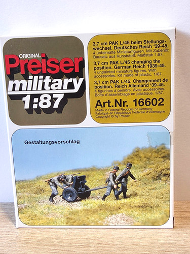 (6368)Preiser military H0,16602  3,7 cm PAK L/45 beim Stellungswechsel Neu & OVP | Zustand: Neu