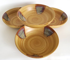  4 SANGO SPLASH 4951 STONEWARE DRIP GLAZE SOUP/PASTA BOWLS 7 3/4"
