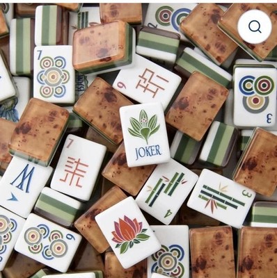 American Mahjong Game Set, 160 Layered Mah Jong Tiles Party Wood Pattern