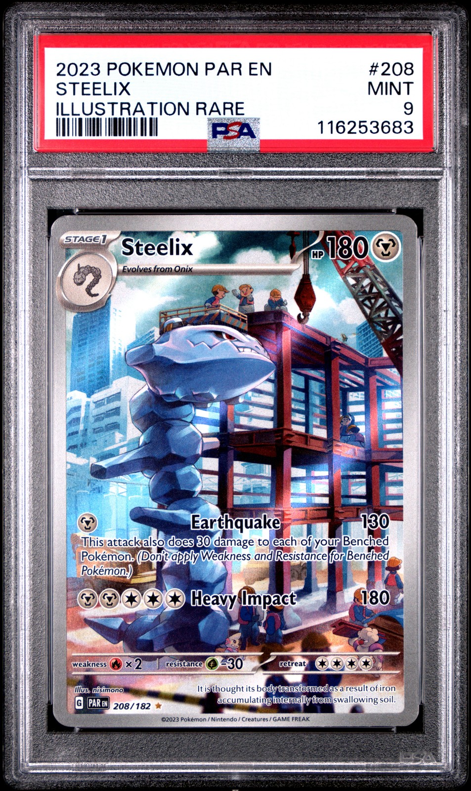2023 POKEMON PAR EN-PARADOX RIFT ILLUSTRATION RARE #208 STEELIX PSA 9