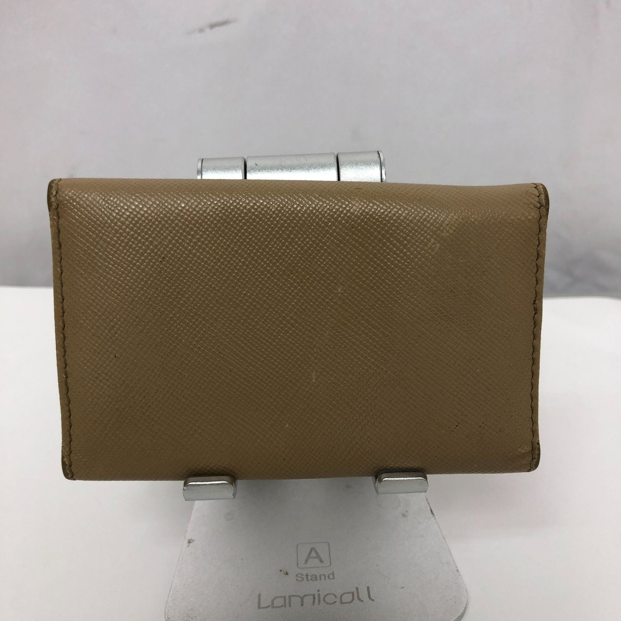 Authentic PRADA 4-Ring Key Case Leather Beige 1PG… - image 2