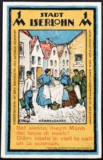 ISERLOHN 1921 RARE  Gossip Alley  1 Mark German Notgeld