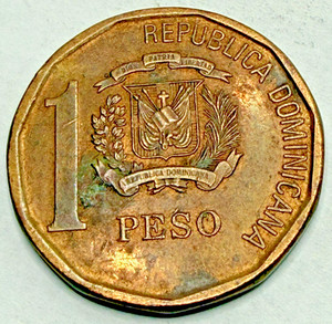 Dominican Republic 1 Peso, 2008, KM #80a
