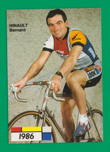CYCLING cycling card BERNARD HINAULT team LA VIE CLAIRE 1986 Signed