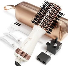 Travel Dual Voltage Hair Dryer Brush 4-IN-1 Portable Mini Hot Air Blow Dryer ...