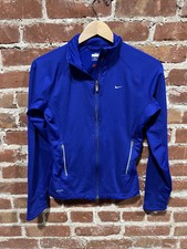 Nike Fit Dry Active Running Jacket Womens Small Full Zip Pockets Blue