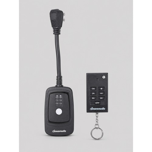 Dewenwils Outdoor Wireless Remote Control Outlet Photocell Light Timer Black