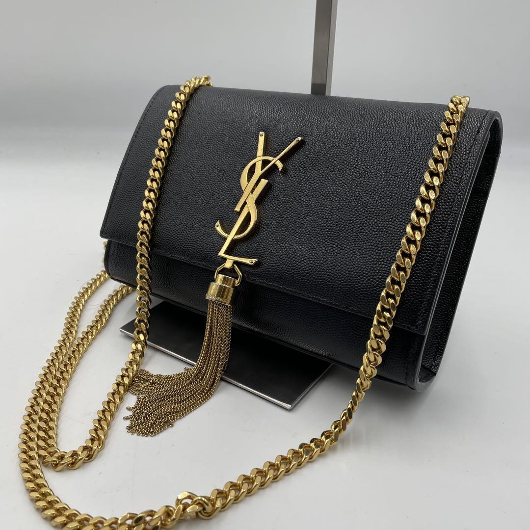 Saint Laurent Kate Small Black Leather Shoulder Bag Classic Designer Clutch  