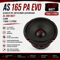 Audio System AS 165 PA EVO Lautsprecher 16,5Cm TiefmitteltöNer 200W Paar / 2Stk.