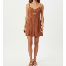 Urban Outfitters Cope Burnt Orange Polka Dot Cut Out Button Mini Dress Small