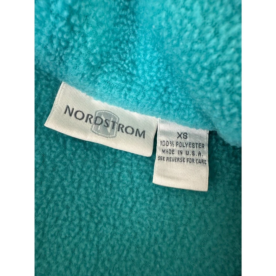 Sudadera Pullover Vintage Años 90 Nordstrom Verde Azulado De Gran Tamaño Polar 3/4 Cremallera Talla XS Foto 3 de 4