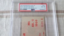 LOW SN # 1969 Woodstock Friday Beige Full Concert Ticket SN 01005 N PSA 8 NM-MT