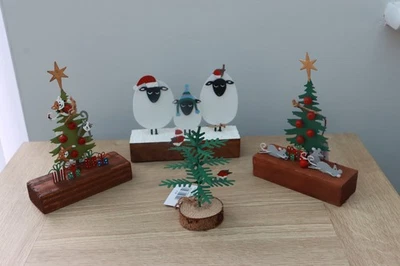 Shoeless Joe Choice Of Four Christmas Themed Animal Ornaments On Wood Block