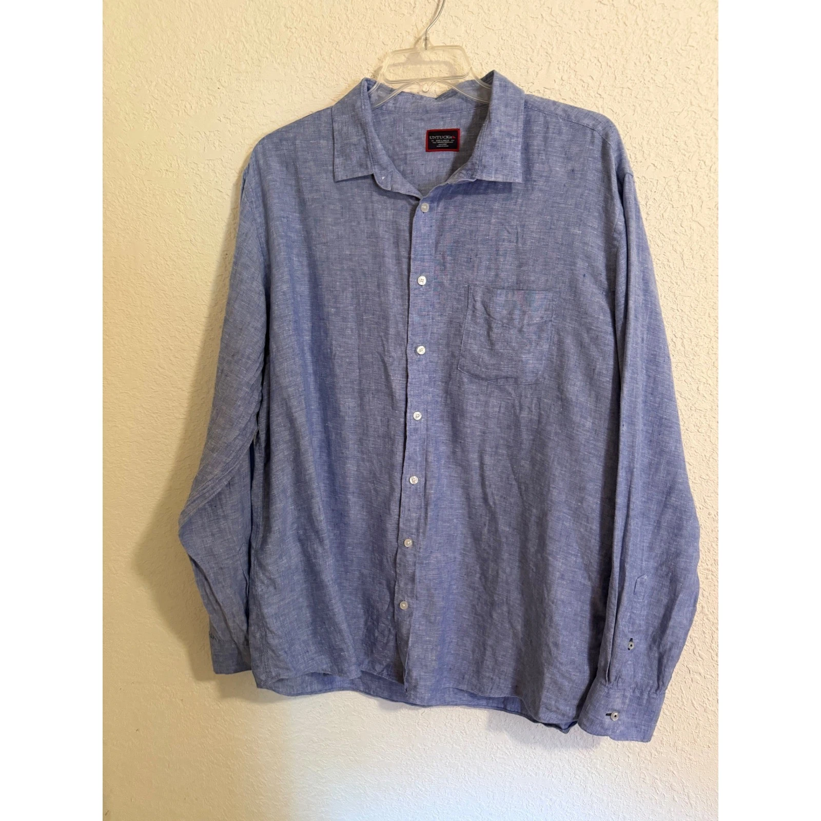 UNTUCKit Vin Santo Blue Linen Button Down Shirt Mens XXXL 3XL Tall 35357 Tre Fit
Opens in a new wind