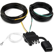 22FT 4 Pin 5 Wire Trailer Wiring Harness Protected by Nylon Net Tube, Utility Pu