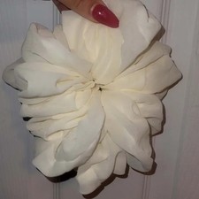 CHIFFON IVORY JUMBO XL 7" SCRUNCHIE HAIR TIE NEW