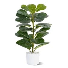 Artificial Fiddle Leaf Fig Tree, 30.7" Tall, Faux Ficus for Home Office Livin...