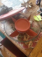 Vintage Pyrex Glass 4,5 QT COSTINE nido coperto ciotola con coperchio rosso #7404#7200 borsa