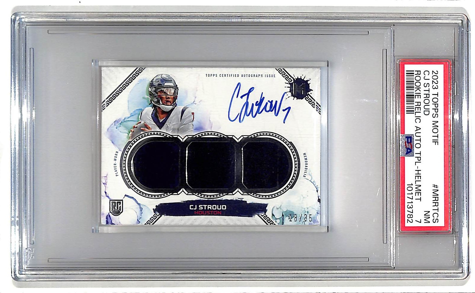 CJ Stroud Topps Motif Motif Rookie Relic Autograph Triple #MRRTCS Helmet