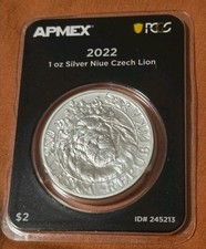 2022 Niue 1 Troy oz .999 Fine Silver Coin Czech Lion BU Mint Direct TEP Sealed