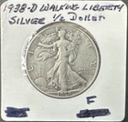 1938-D Walking Liberty Half Dollar 50C, Fine F