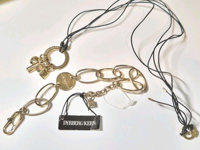Dyrberg Kern Statement Necklace and Bracelet Set Gold Tones (Signed) NWT Chain