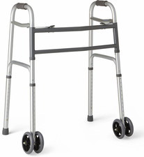 Heavy-Duty Bariatric Folding Walker with Wheels, 500 lb Weight Capacity