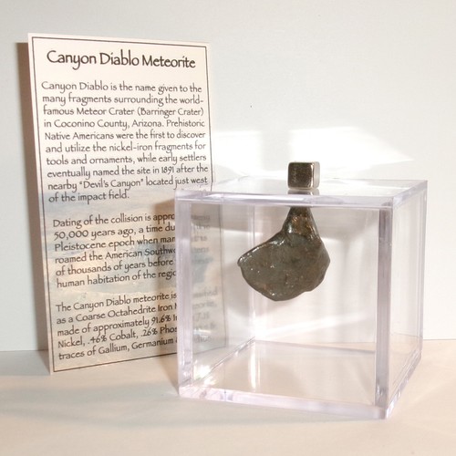 Canyon Diablo Meteorite Famous Arizona Meteor Crater Space Rock Display with COA