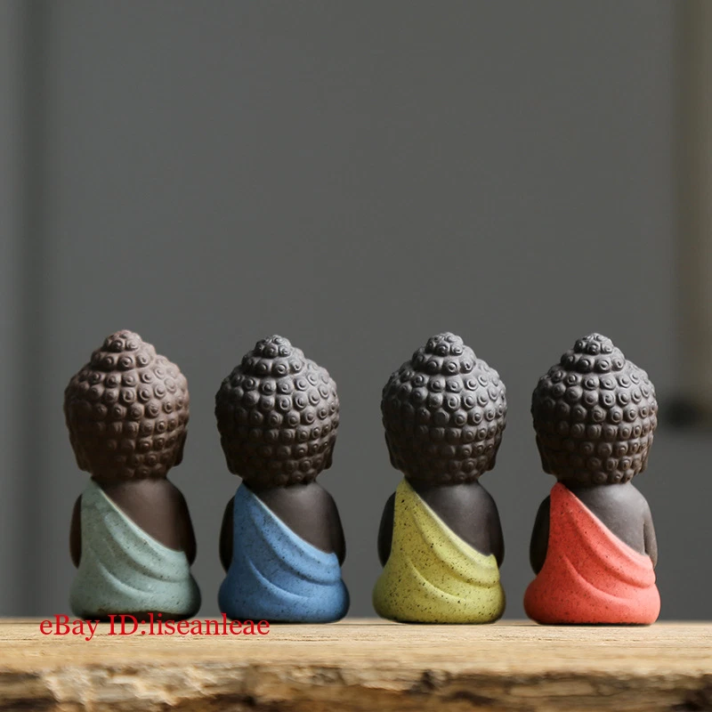 Handmade Tathagata Statue Purple Clay Tea Pet Zen Style Artware Study Decoration - Image 3 of 4