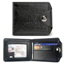 US Dollar Bill Wallet Billfold for Mens Leather Credit Card Photo Holder Purse