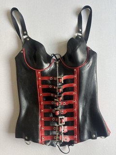 Korsett Latex Rubber Schwarz/Rot