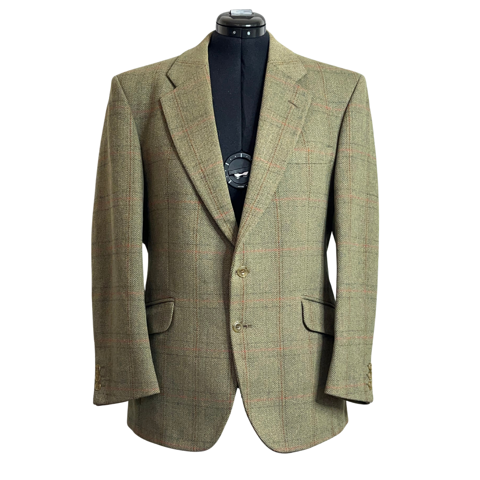 Bladen Supasax Tweed Hacking Jacket Mens 41S Green Windowpane Check Wool Blazer