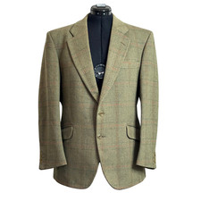 Bladen Supasax Tweed Jacket Mens 41S Green Windowpane Check Wool Hacking Blazer