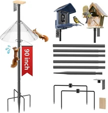 Bird Feeder Pole with Squirrel Baffle - 90 Inch Bird House Pole for Outdoors Hea