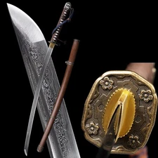 Damascus Steel WWII Type 98 Gunto Japanese Officer Katana Sword Sharp Blade