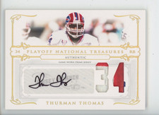 THURMAN THOMAS AUTO LOGO PATCH 2007 NATIONAL TREASURES GOLD 34/34 JERSEY # 1/1