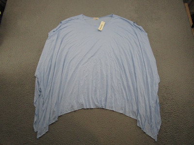 Three Bird Nest One Size Poncho Oversized Pullover Blue Stretch Rayon NEW