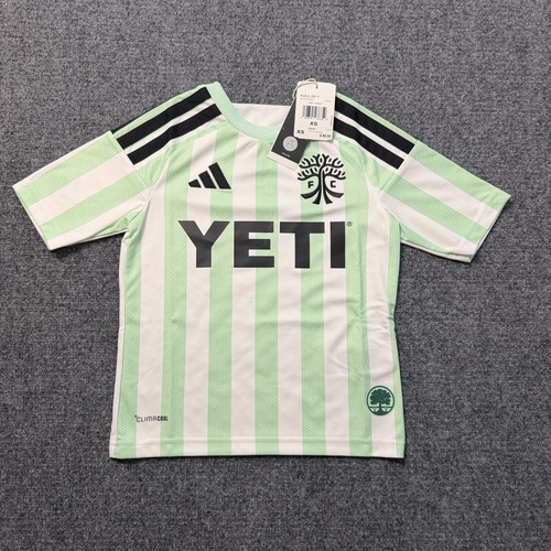 Austin FC Jersey Youth X-small Green Striped Logo Soccer MLS Adidas Authentic