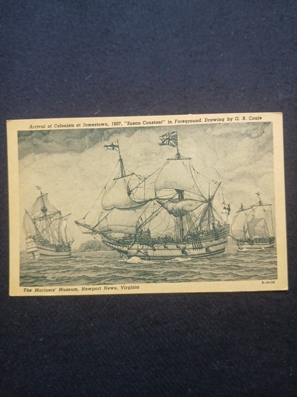Vintage Postcard Arrival of Colonists 1607