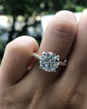 Cubic Zirconia Round Cut Solitaire with Accent Art Deco Silver Engagement Ring